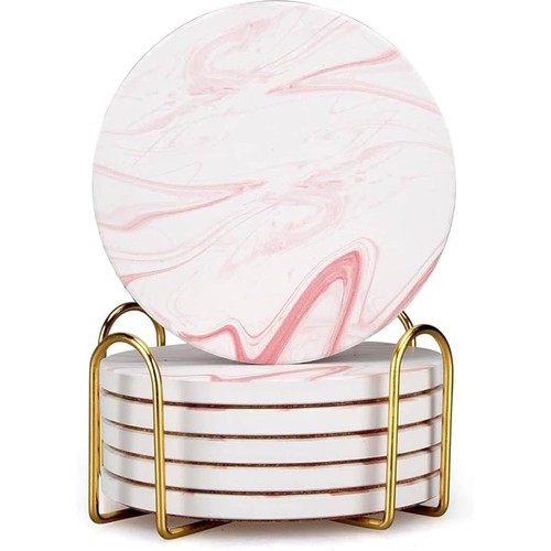 Cute pink marble coasters set - pink,