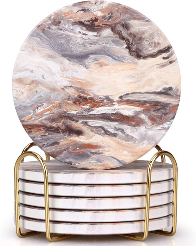 Marble coasters set with - set, 6