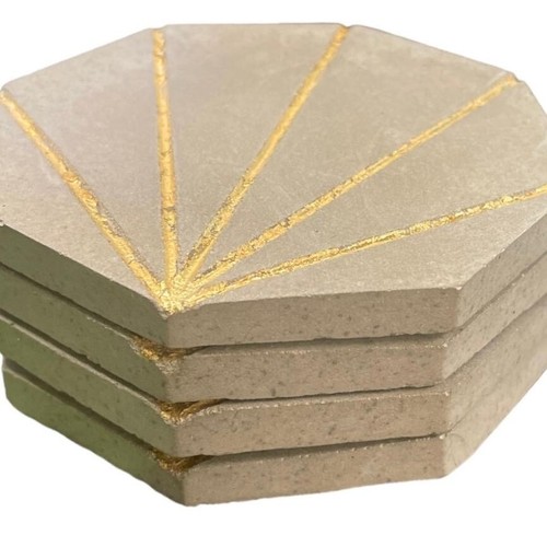 Golden shell coaster set - coaster,
